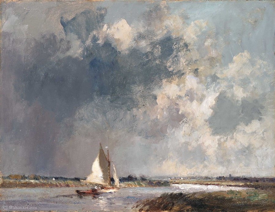 Wikioo.org - The Encyclopedia of Fine Arts - Painting, Artwork by Edward Seago - Approaching Storm, near River Thurne, Norfolk