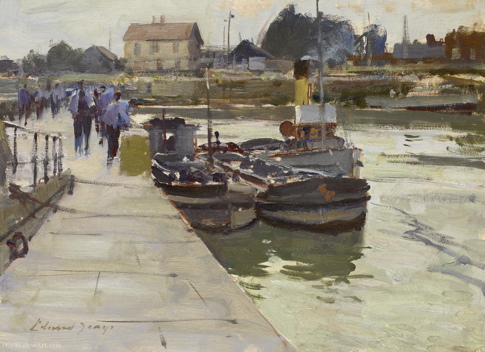 Wikioo.org - สารานุกรมวิจิตรศิลป์ - จิตรกรรม Edward Seago - Boats by the Quay