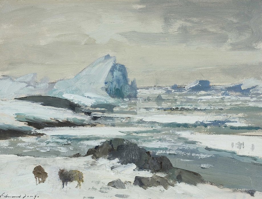 Wikioo.org - The Encyclopedia of Fine Arts - Painting, Artwork by Edward Seago - Camp at Base ‘W’, Andresen Island, (1957)