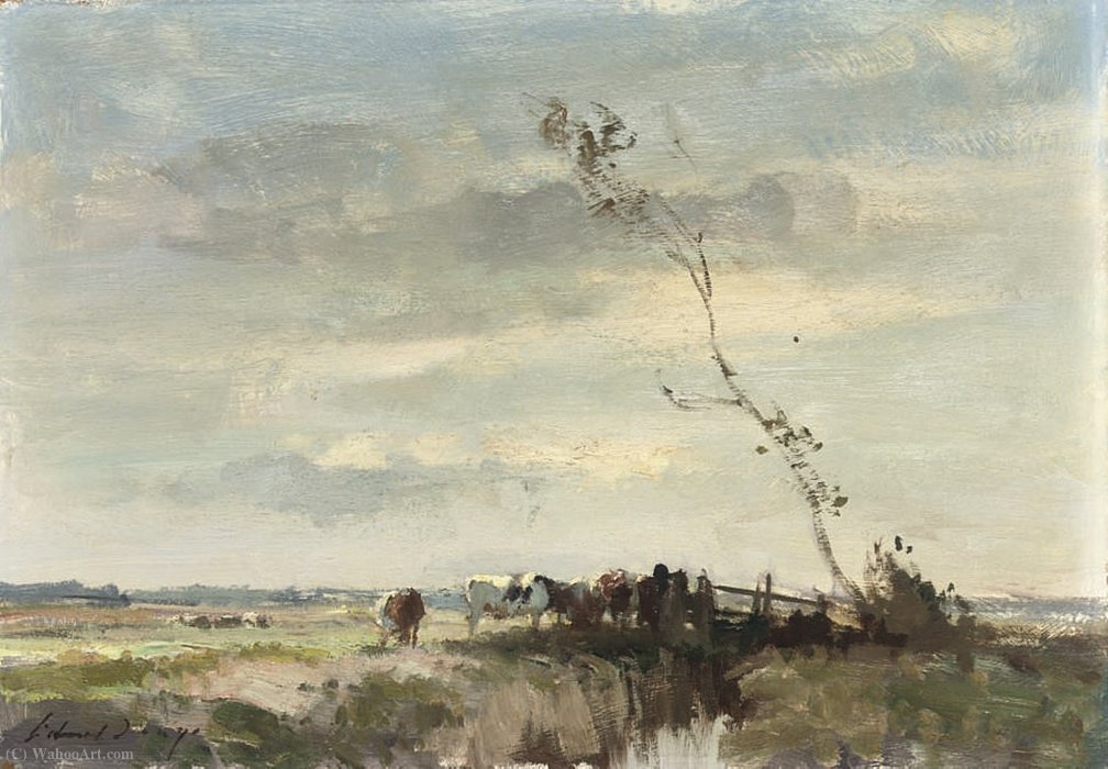 Wikioo.org - The Encyclopedia of Fine Arts - Painting, Artwork by Edward Seago - Cattle on the Marsh - Norfolk