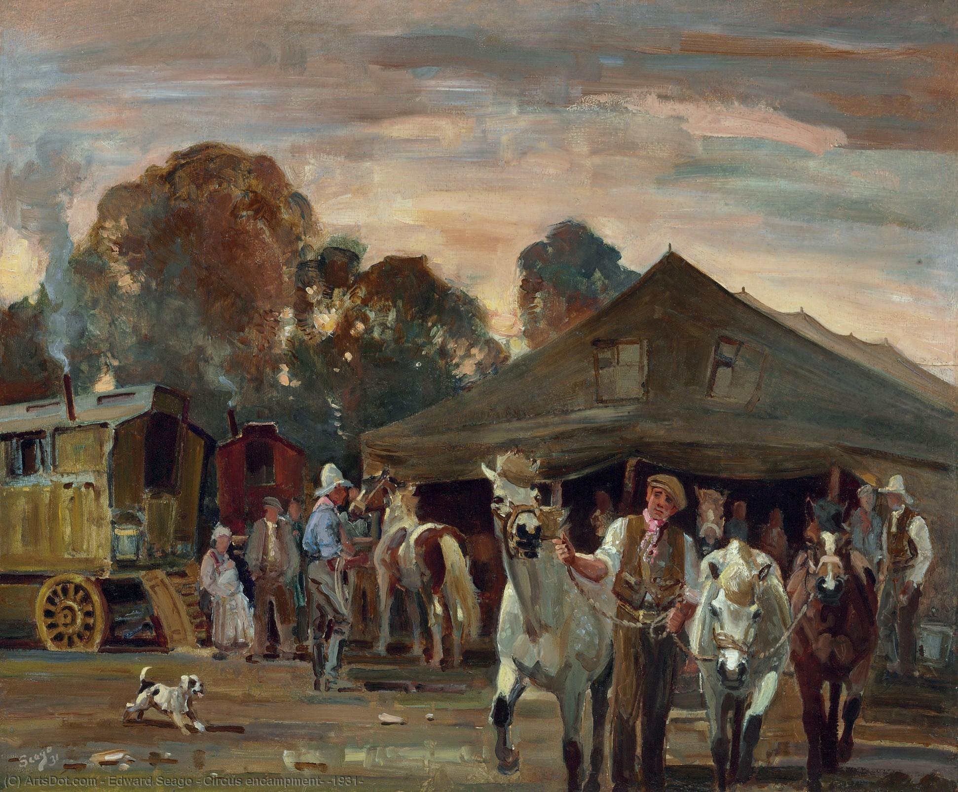 Wikioo.org – La Enciclopedia de las Bellas Artes - Pintura, Obras de arte de Edward Seago - circo campamento  1931