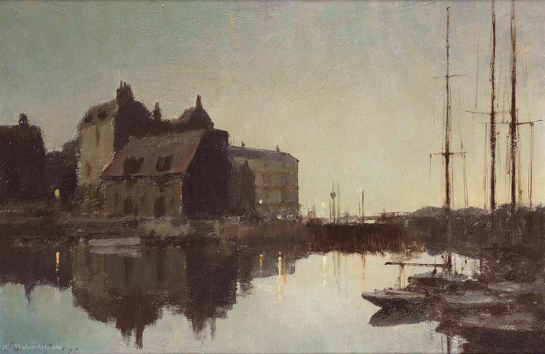 Wikioo.org - The Encyclopedia of Fine Arts - Painting, Artwork by Edward Seago - Dusk at Honfleur