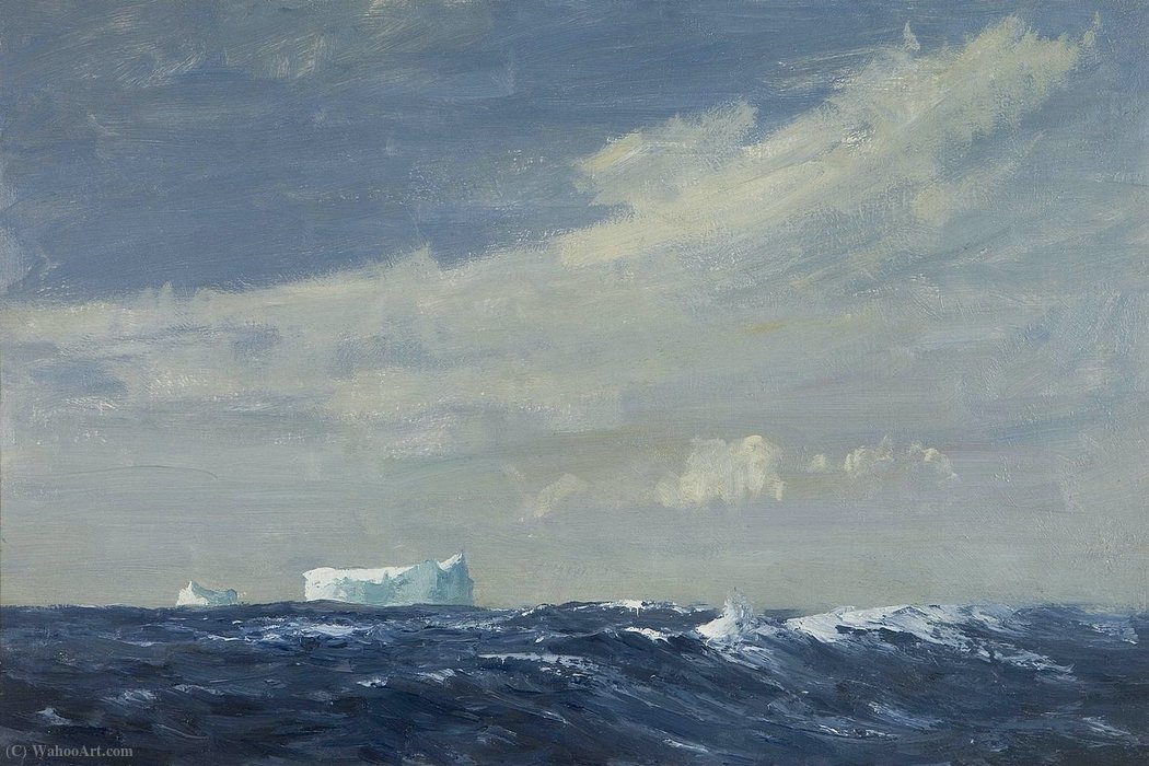 Wikioo.org – La Enciclopedia de las Bellas Artes - Pintura, Obras de arte de Edward Seago - Última Iceberg Visto desde Britannia, (1957)