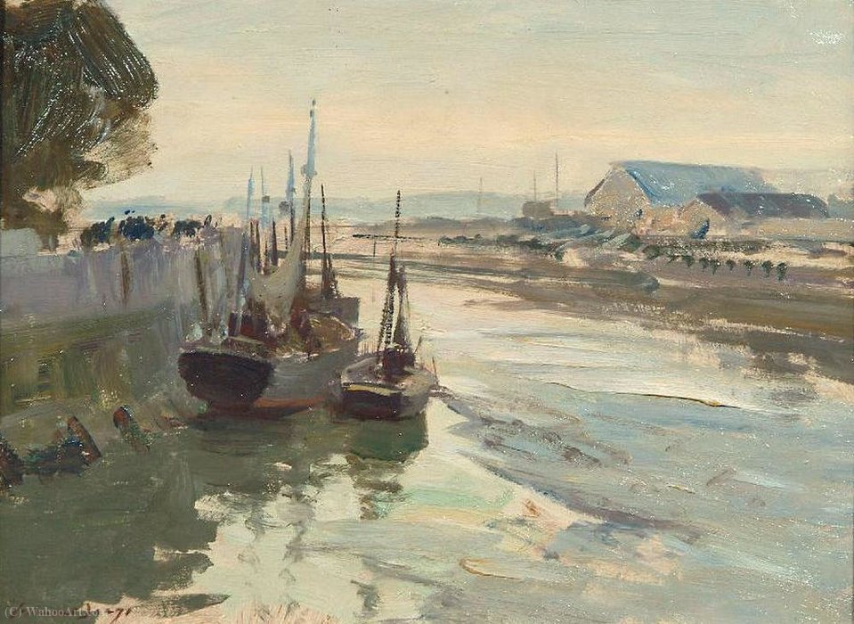 Wikioo.org - The Encyclopedia of Fine Arts - Painting, Artwork by Edward Seago - Low tide, honfleur