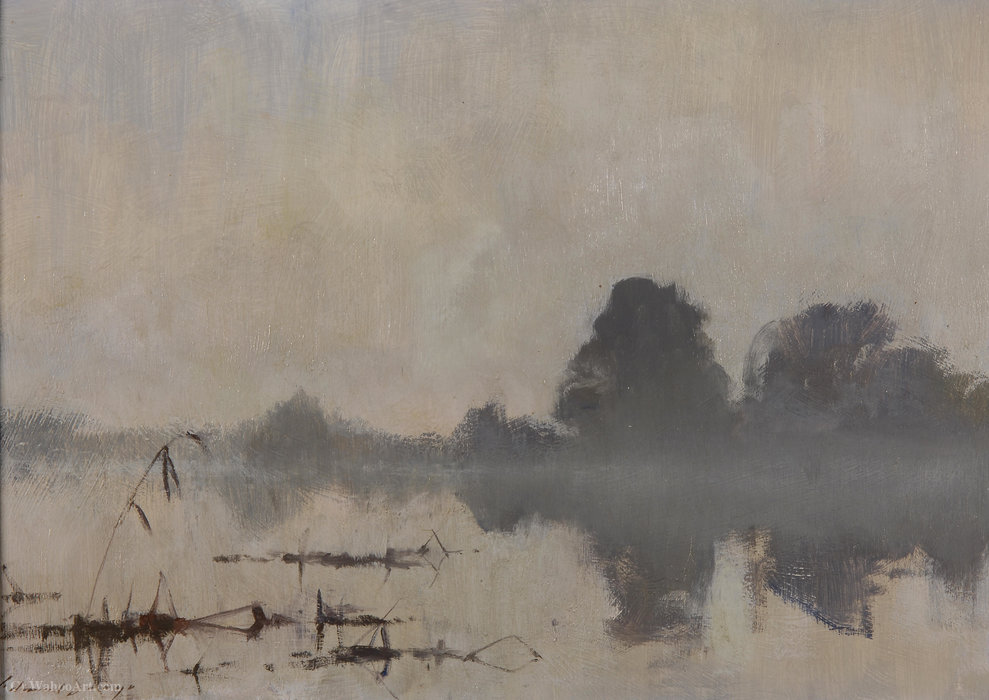 Wikioo.org – La Enciclopedia de las Bellas Artes - Pintura, Obras de arte de Edward Seago - Río niebla, Ludham