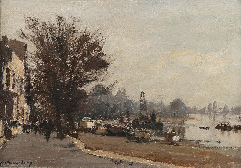 Wikioo.org - The Encyclopedia of Fine Arts - Painting, Artwork by Edward Seago - Strand on the Green, Chiswick