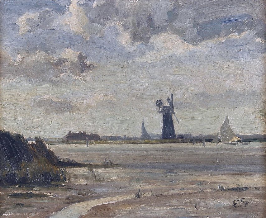 Wikioo.org - The Encyclopedia of Fine Arts - Painting, Artwork by Edward Seago - The big mill, breydon water