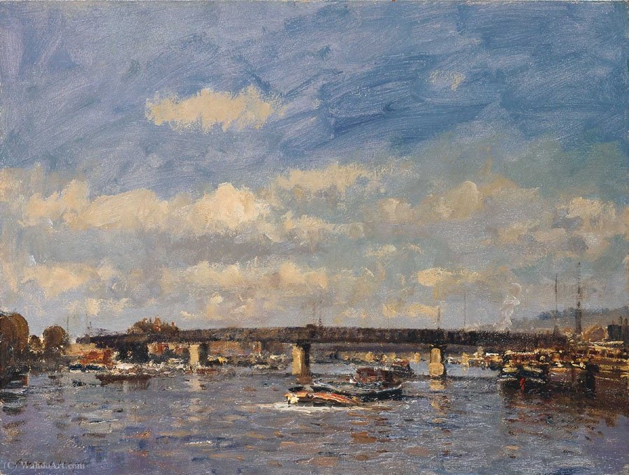 Wikioo.org - The Encyclopedia of Fine Arts - Painting, Artwork by Edward Seago - The Bridge at Conflans