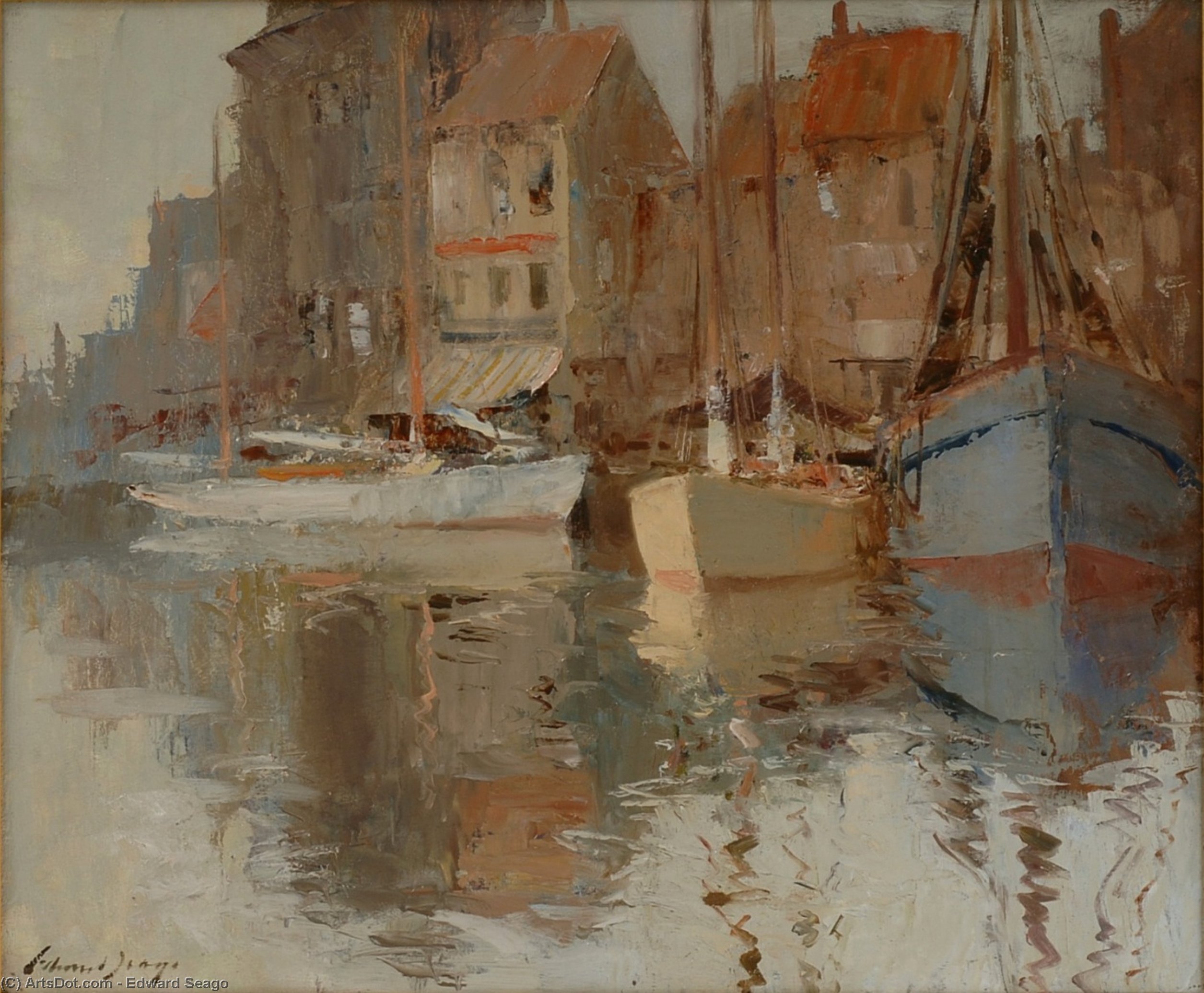 Wikioo.org - The Encyclopedia of Fine Arts - Painting, Artwork by Edward Seago - The Harbour at Ostend