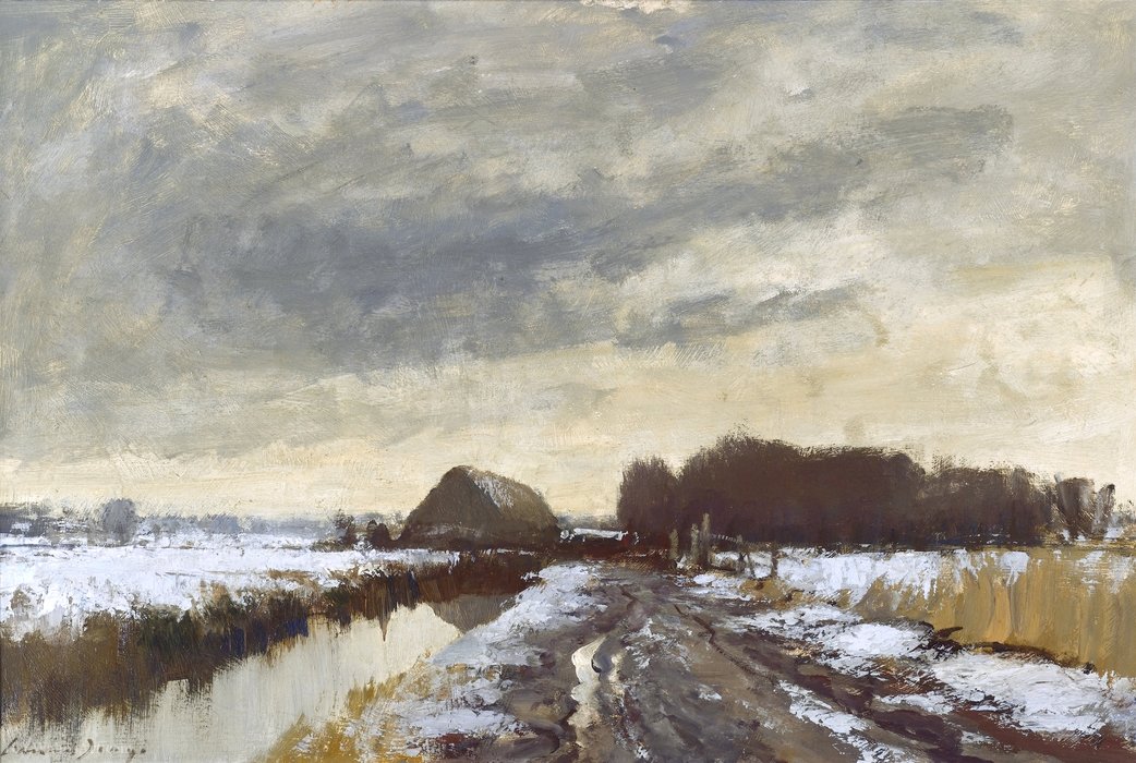 WikiOO.org - Encyclopedia of Fine Arts - Maleri, Artwork Edward Seago - The marsh track, winter, norfolk