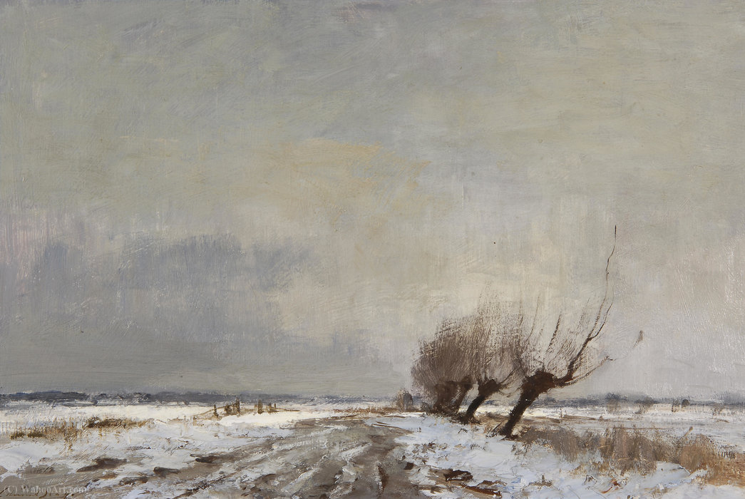 WikiOO.org - Güzel Sanatlar Ansiklopedisi - Resim, Resimler Edward Seago - The marsh track, winter