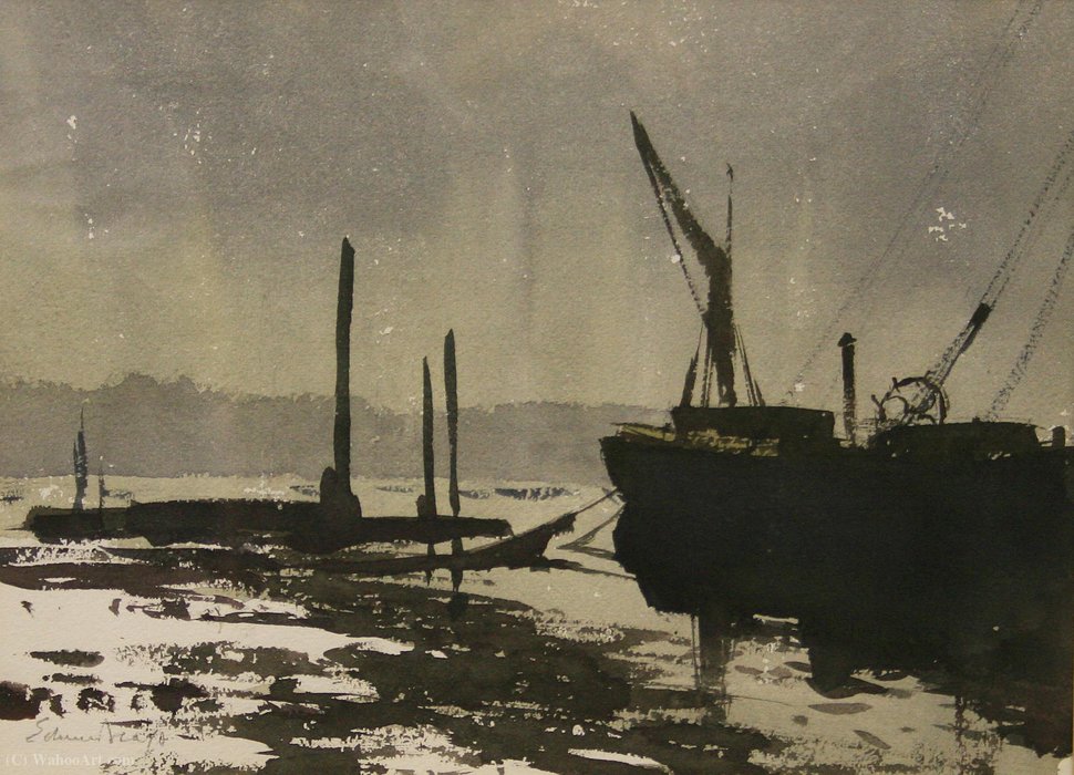 Wikioo.org - The Encyclopedia of Fine Arts - Painting, Artwork by Edward Seago - Winter mooring
