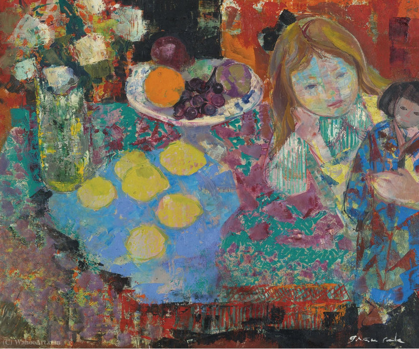 Wikioo.org - The Encyclopedia of Fine Arts - Painting, Artwork by Emilio Grau Sala - Child with Puppet, (1963)