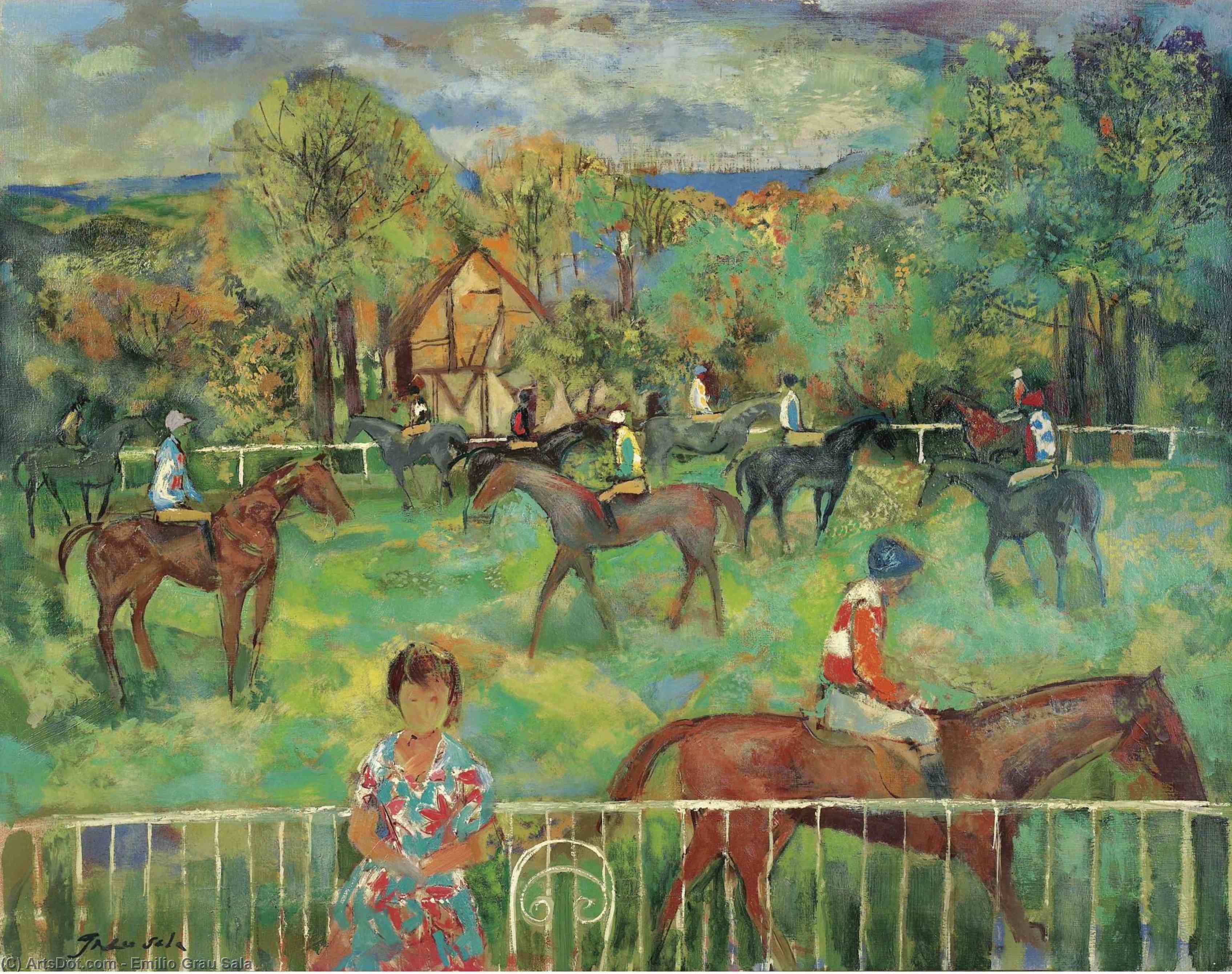 Wikioo.org - The Encyclopedia of Fine Arts - Painting, Artwork by Emilio Grau Sala - Horses training