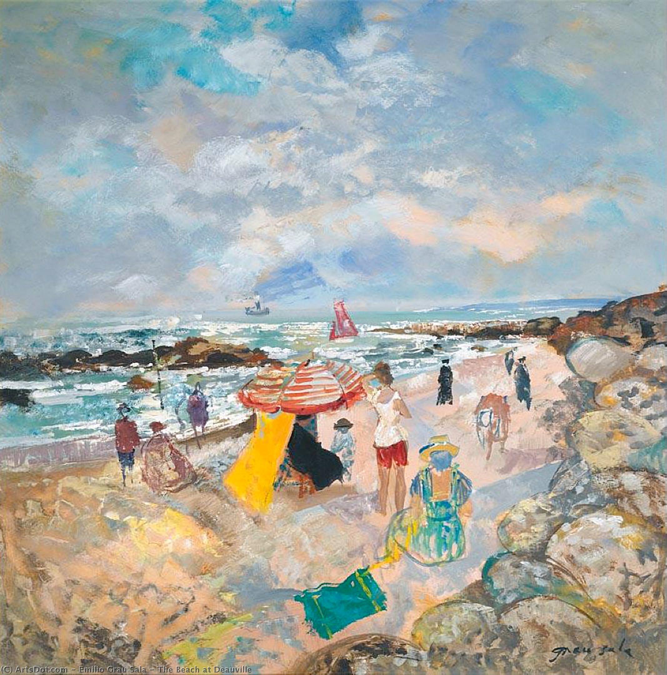 Wikioo.org - สารานุกรมวิจิตรศิลป์ - จิตรกรรม Emilio Grau Sala - The Beach at Deauville