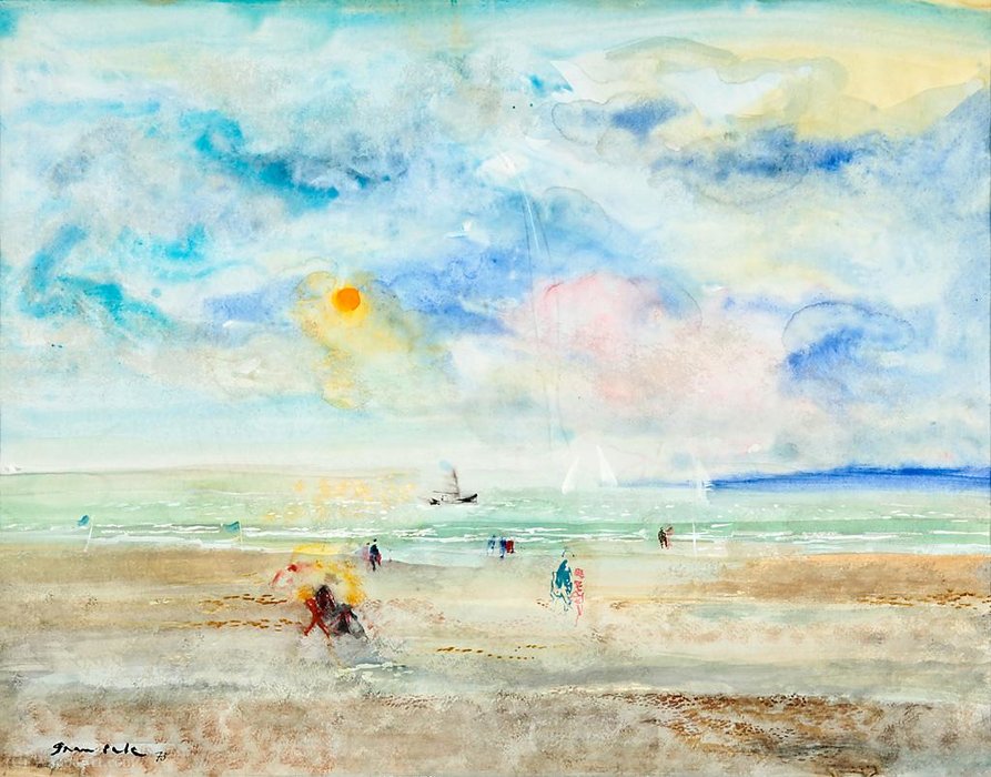 Wikioo.org - The Encyclopedia of Fine Arts - Painting, Artwork by Emilio Grau Sala - The Beach at Normandy