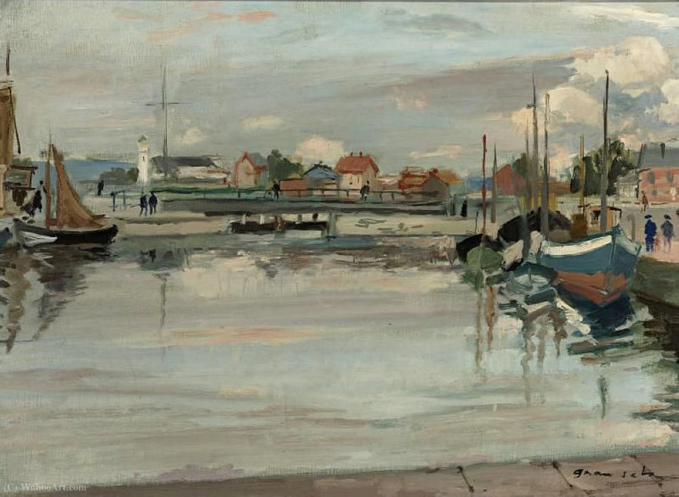 Wikioo.org - The Encyclopedia of Fine Arts - Painting, Artwork by Emilio Grau Sala - The River with Boats, (1953)