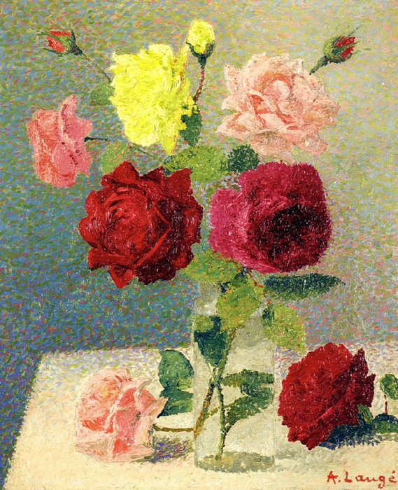 WikiOO.org - אנציקלופדיה לאמנויות יפות - ציור, יצירות אמנות Achille Laugé - Bouquet of Roses, (1905)