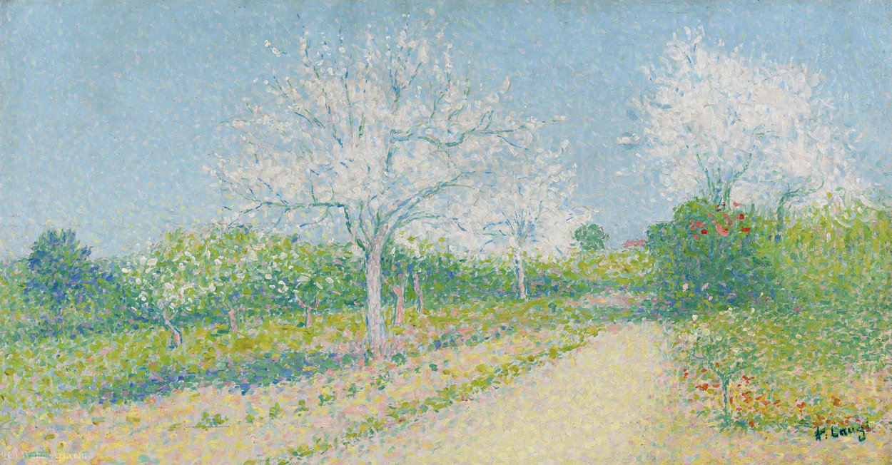 WikiOO.org - Encyclopedia of Fine Arts - Schilderen, Artwork Achille Laugé - Almond Trees Blooming near Cailhau