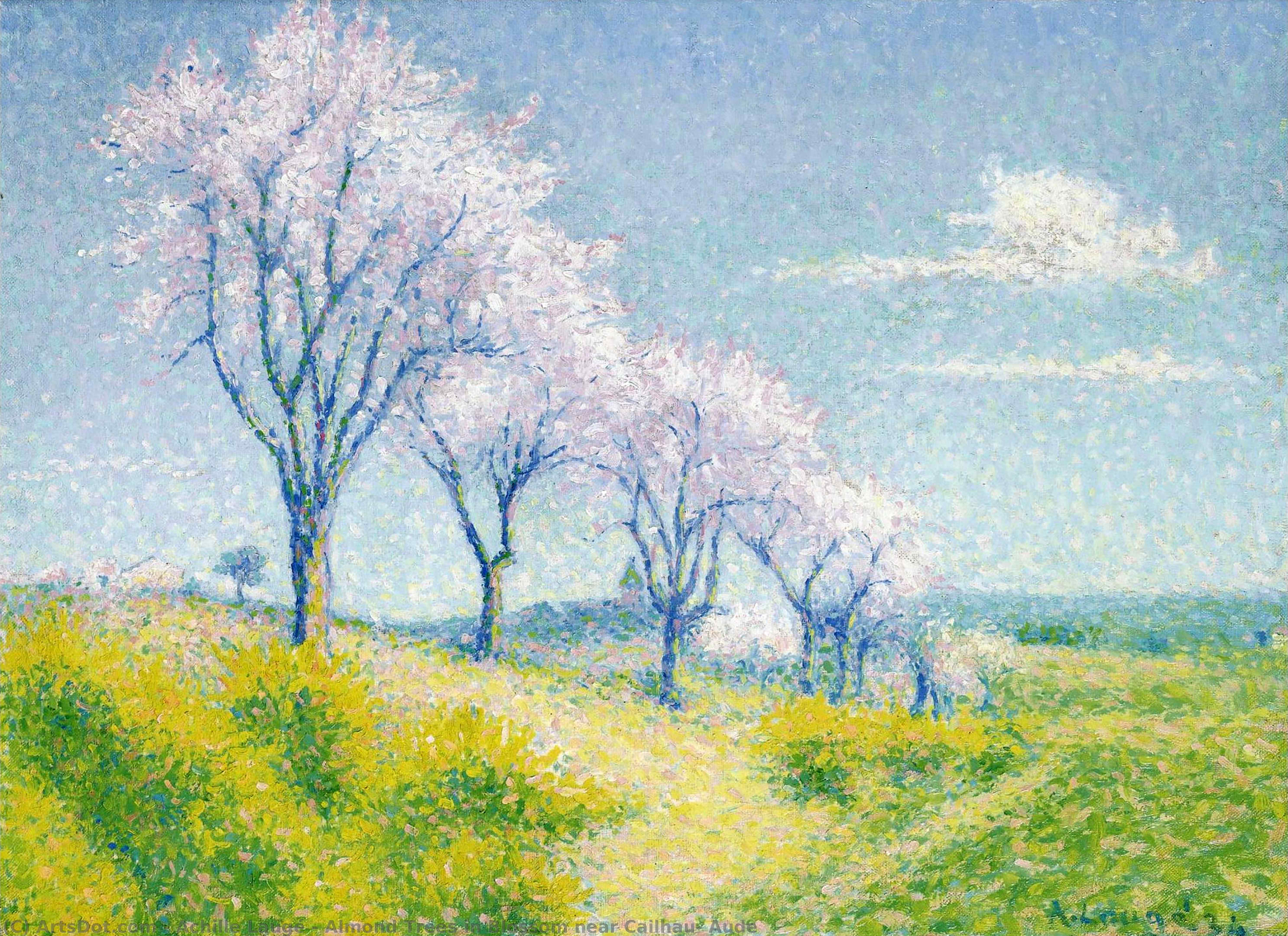 WikiOO.org - Encyclopedia of Fine Arts - Lukisan, Artwork Achille Laugé - Almond Trees in Blossom near Cailhau, Aude