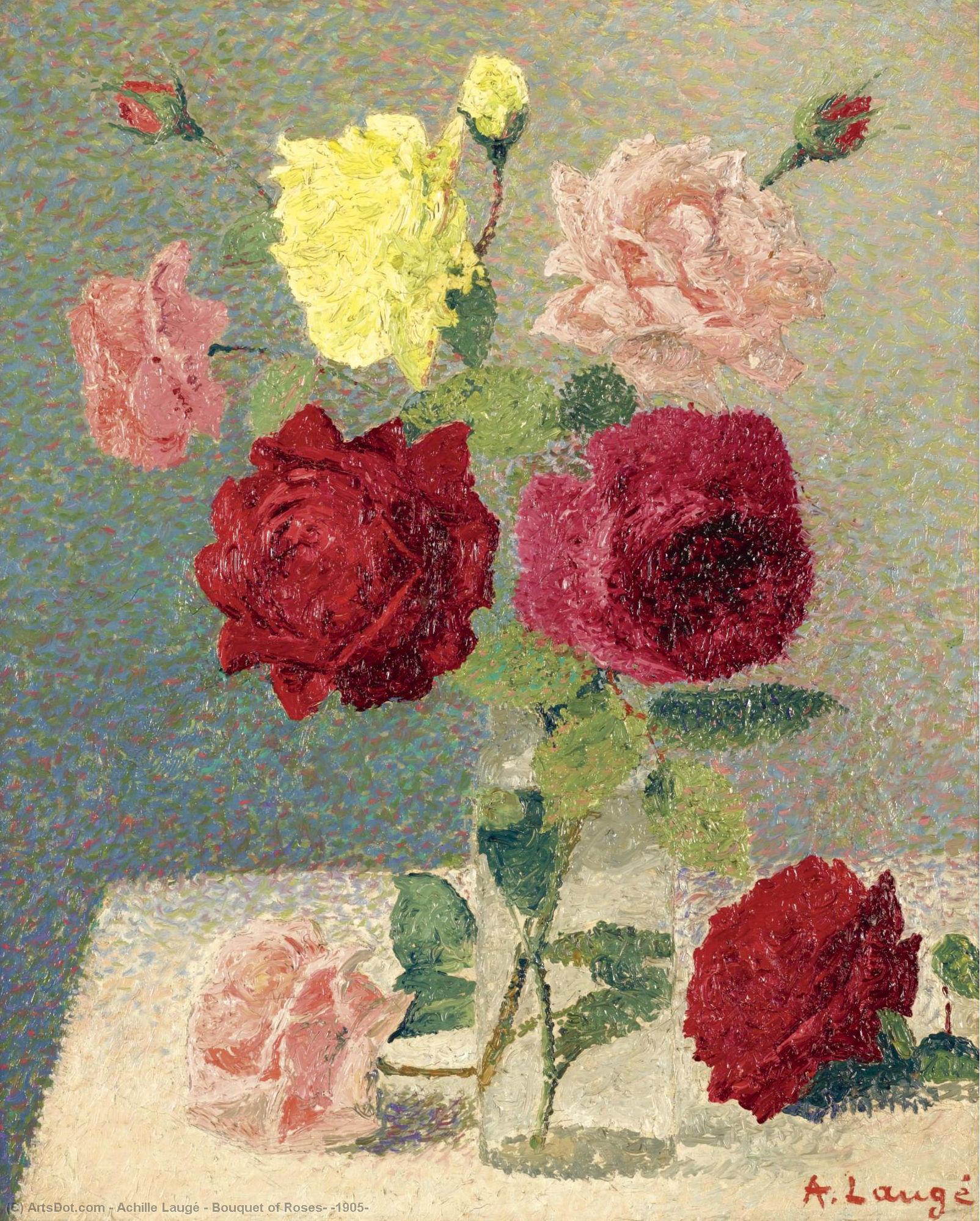 WikiOO.org - Güzel Sanatlar Ansiklopedisi - Resim, Resimler Achille Laugé - Bouquet of Roses, (1905)