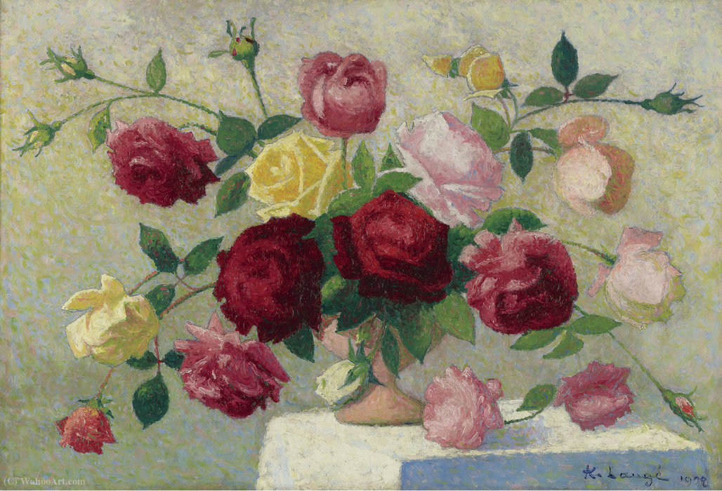 Wikioo.org - Bách khoa toàn thư về mỹ thuật - Vẽ tranh, Tác phẩm nghệ thuật Achille Laugé - Bouquet of Roses, (1922)