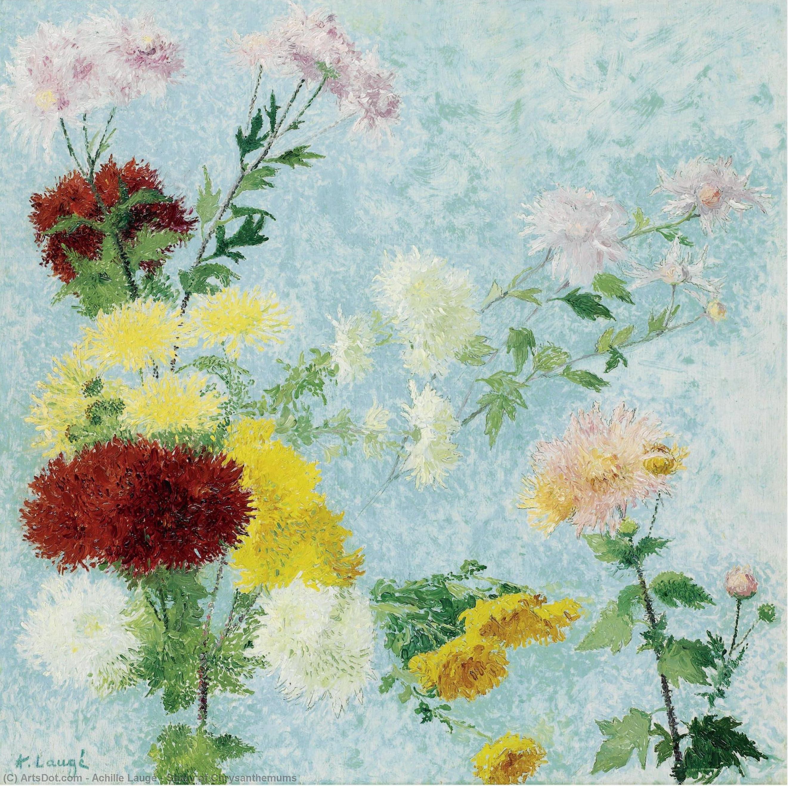 Wikioo.org - The Encyclopedia of Fine Arts - Painting, Artwork by Achille Laugé - Study of Chrysanthemums
