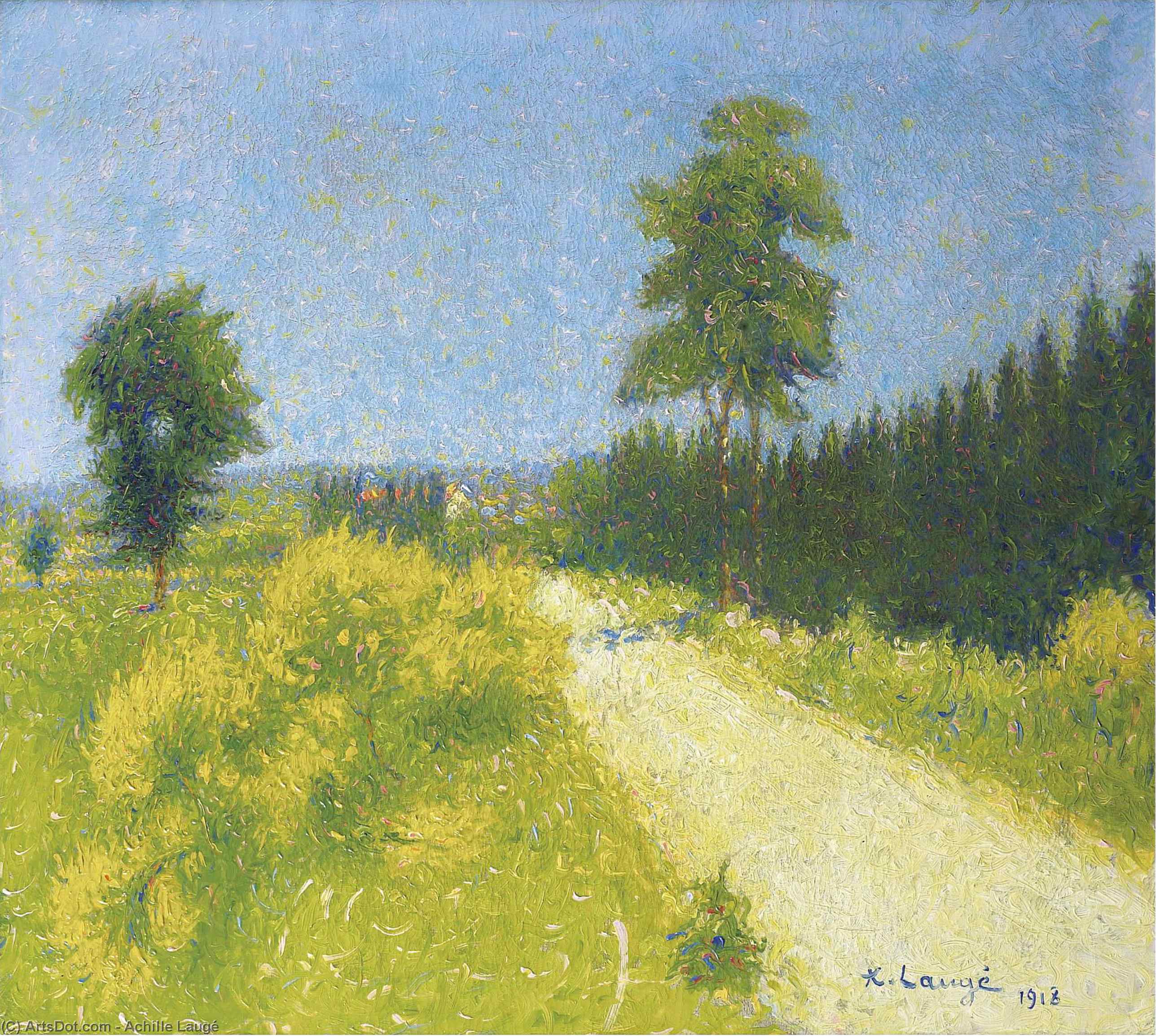 Wikioo.org - สารานุกรมวิจิตรศิลป์ - จิตรกรรม Achille Laugé - The Road of Belveze near Revesible Station, (1918)