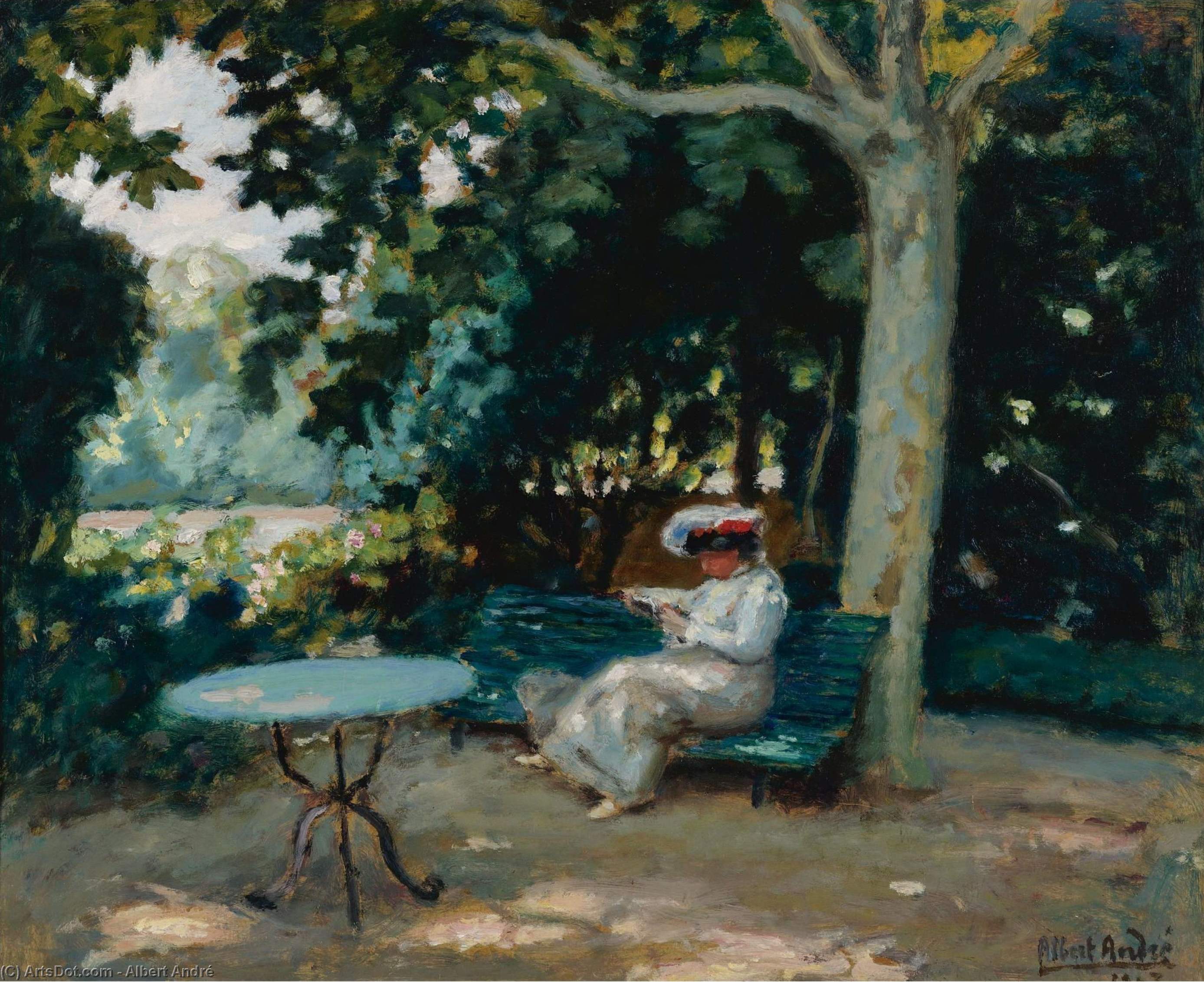 Wikioo.org - The Encyclopedia of Fine Arts - Painting, Artwork by Albert André - Reading at the Garden, (1903)