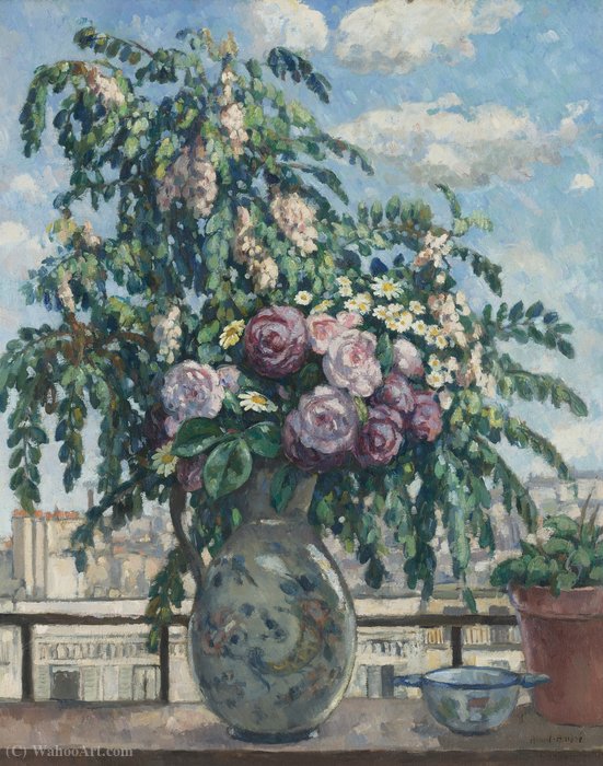 WikiOO.org - Encyclopedia of Fine Arts - Festés, Grafika Albert André - The Bouquet (View from the Artist`s Studio), (1910)