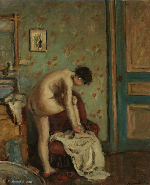 WikiOO.org - Εγκυκλοπαίδεια Καλών Τεχνών - Ζωγραφική, έργα τέχνης Albert André - Woman by the Toilette, (1930)