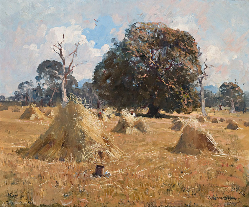 WikiOO.org - Encyclopedia of Fine Arts - Målning, konstverk Arthur Ernest Streeton - Oat harvest