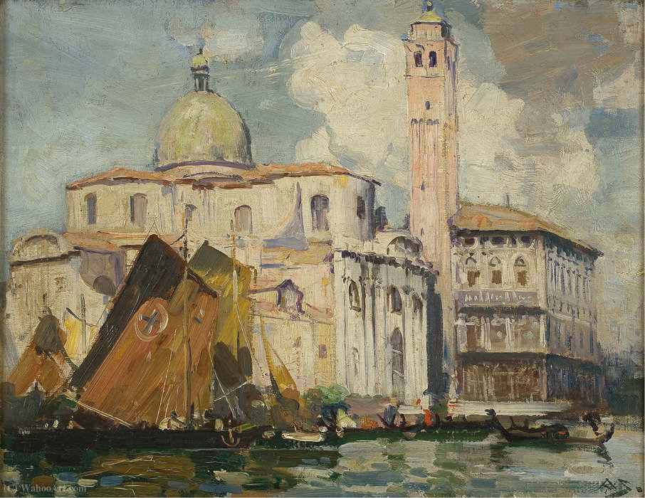 Wikoo.org - موسوعة الفنون الجميلة - اللوحة، العمل الفني Arthur Streeton - Palazzo labia, venice, (1908)