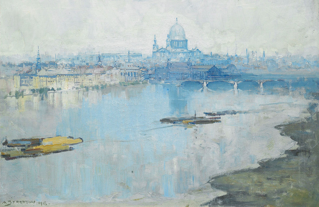 Wikioo.org - The Encyclopedia of Fine Arts - Painting, Artwork by Arthur Streeton - St. Paul`s and the River, (1918)