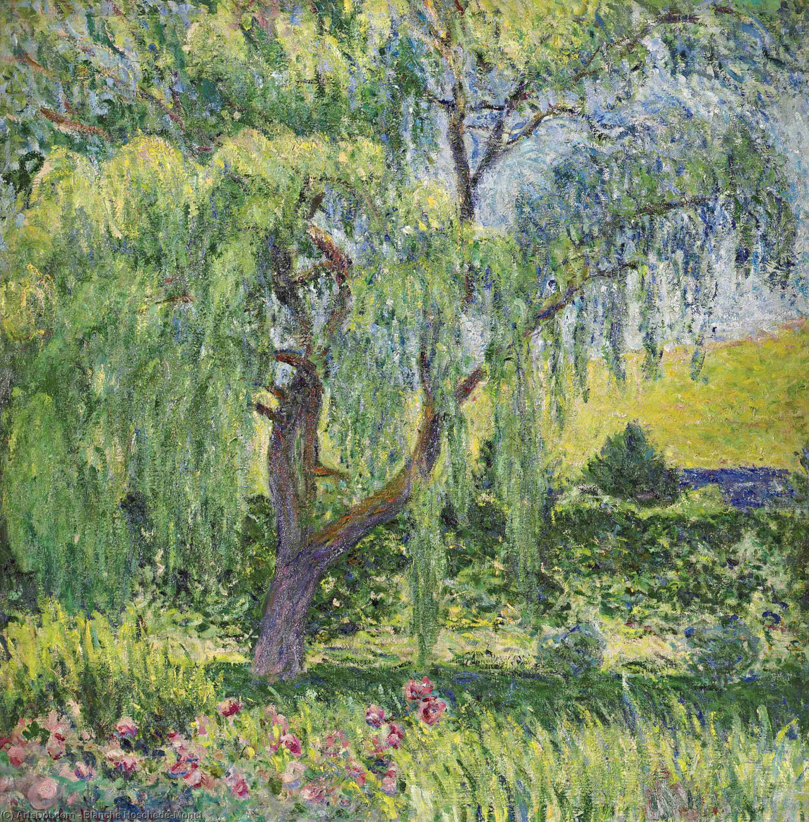 WikiOO.org - Güzel Sanatlar Ansiklopedisi - Resim, Resimler Blanche Hoschedé-Monet - Giverny, Willow and Roses