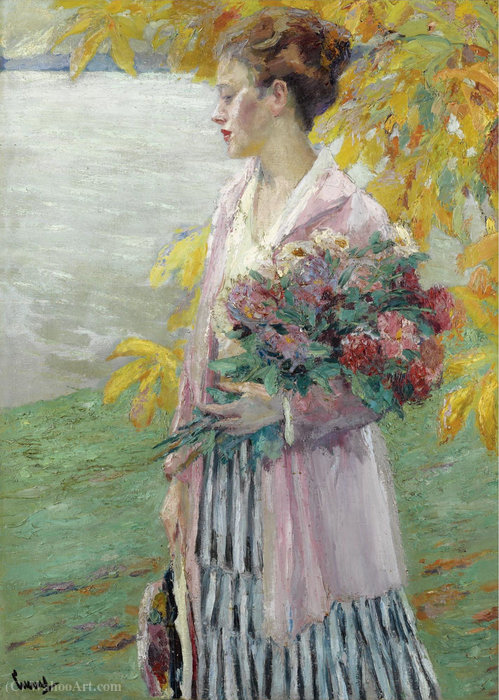 Wikioo.org - The Encyclopedia of Fine Arts - Painting, Artwork by Edward Cucuel - An autumn walk
