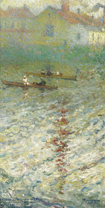 Wikioo.org - The Encyclopedia of Fine Arts - Painting, Artwork by Emilio Boggio - Boats on the Lake, (1914)