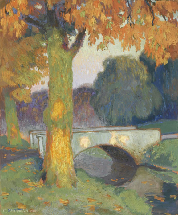 Wikioo.org - The Encyclopedia of Fine Arts - Painting, Artwork by Gustave De Smet - Little bridge, (1914)