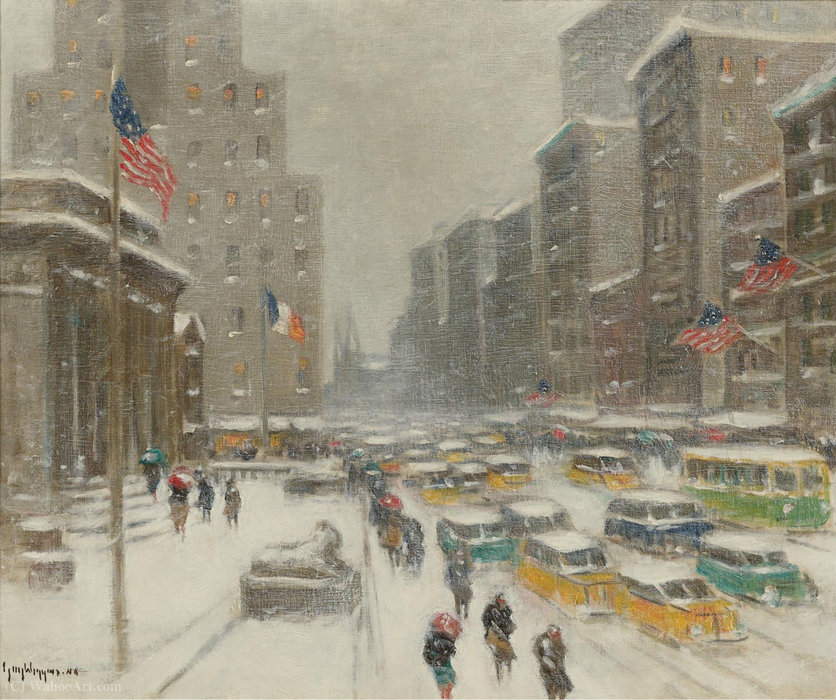 Wikioo.org - The Encyclopedia of Fine Arts - Painting, Artwork by Guy Carleton Wiggins - 5th Avenue in Winetr