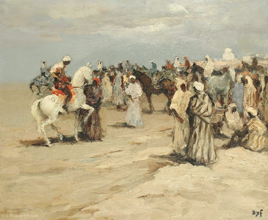 Wikioo.org - The Encyclopedia of Fine Arts - Painting, Artwork by Marcel Dyf - Arabian Riders at Taroudant, (1955)