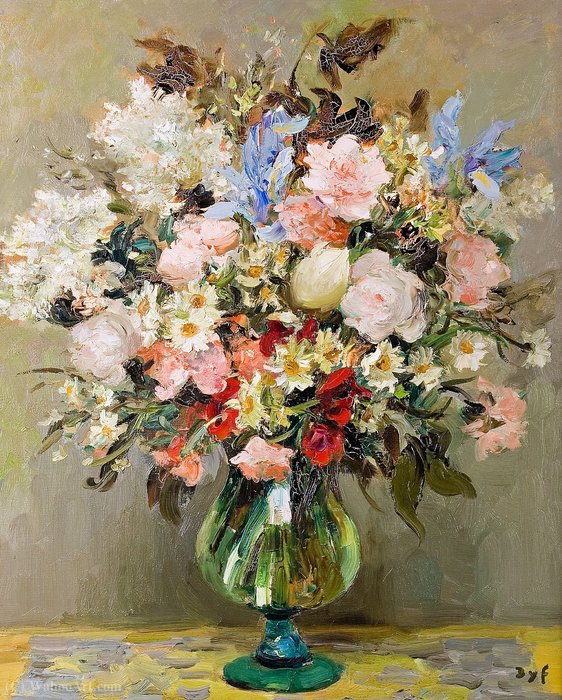 WikiOO.org - 百科事典 - 絵画、アートワーク Marcel Dyf - 花のビッグ花瓶、（1965）