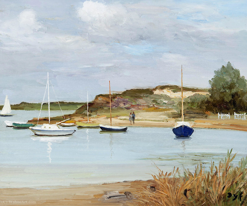 WikiOO.org - Enciclopedia of Fine Arts - Pictura, lucrări de artă Marcel Dyf - Boats at Anchor, Low Tide