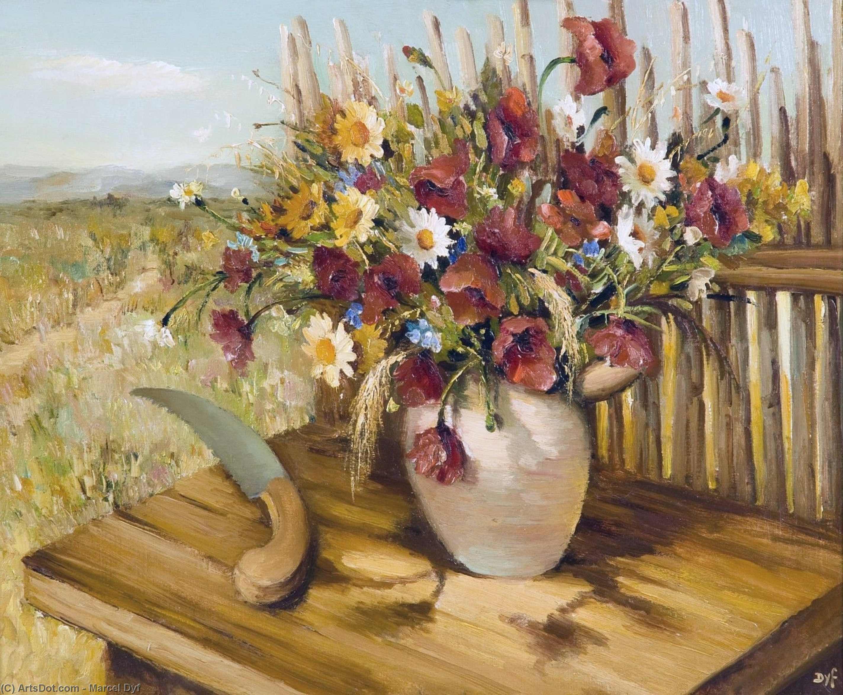 WikiOO.org - Enciclopedia of Fine Arts - Pictura, lucrări de artă Marcel Dyf - Bouquet of Flowers on the Landscape, (1935)