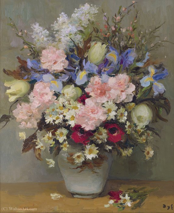Wikioo.org - The Encyclopedia of Fine Arts - Painting, Artwork by Marcel Dyf - Carnations and Lilac, (1970)