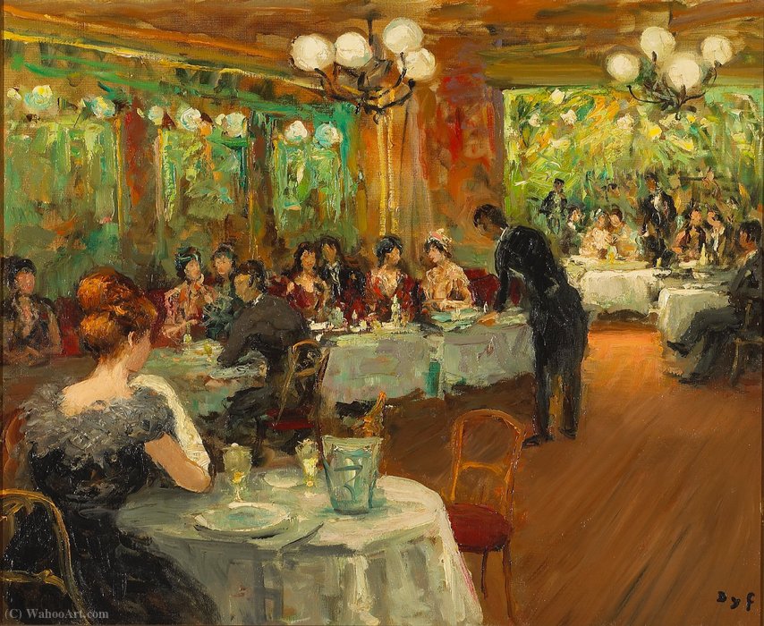 Wikioo.org - The Encyclopedia of Fine Arts - Painting, Artwork by Marcel Dyf - Claudine at Maxim's in Paris, (1968)
