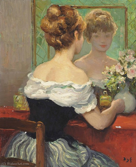 Wikioo.org - The Encyclopedia of Fine Arts - Painting, Artwork by Marcel Dyf - Claudine by the Mirror, (1971)