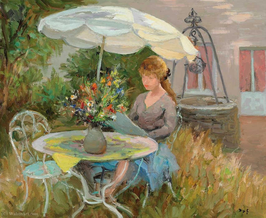 Wikioo.org - The Encyclopedia of Fine Arts - Painting, Artwork by Marcel Dyf - Claudine reading, (1967)