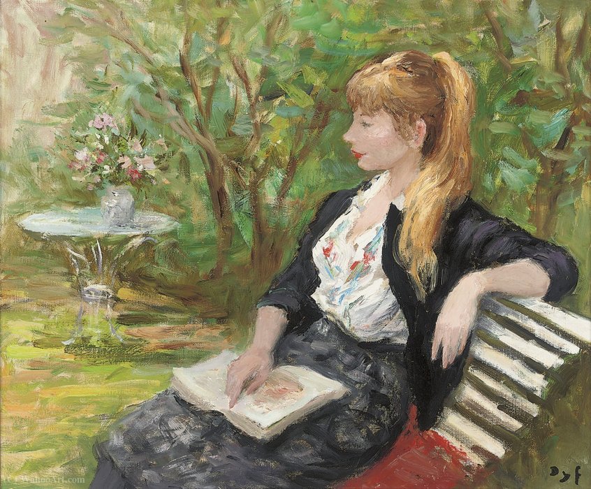 WikiOO.org - Encyclopedia of Fine Arts - Maleri, Artwork Marcel Dyf - Claudine with a Book, (1973)