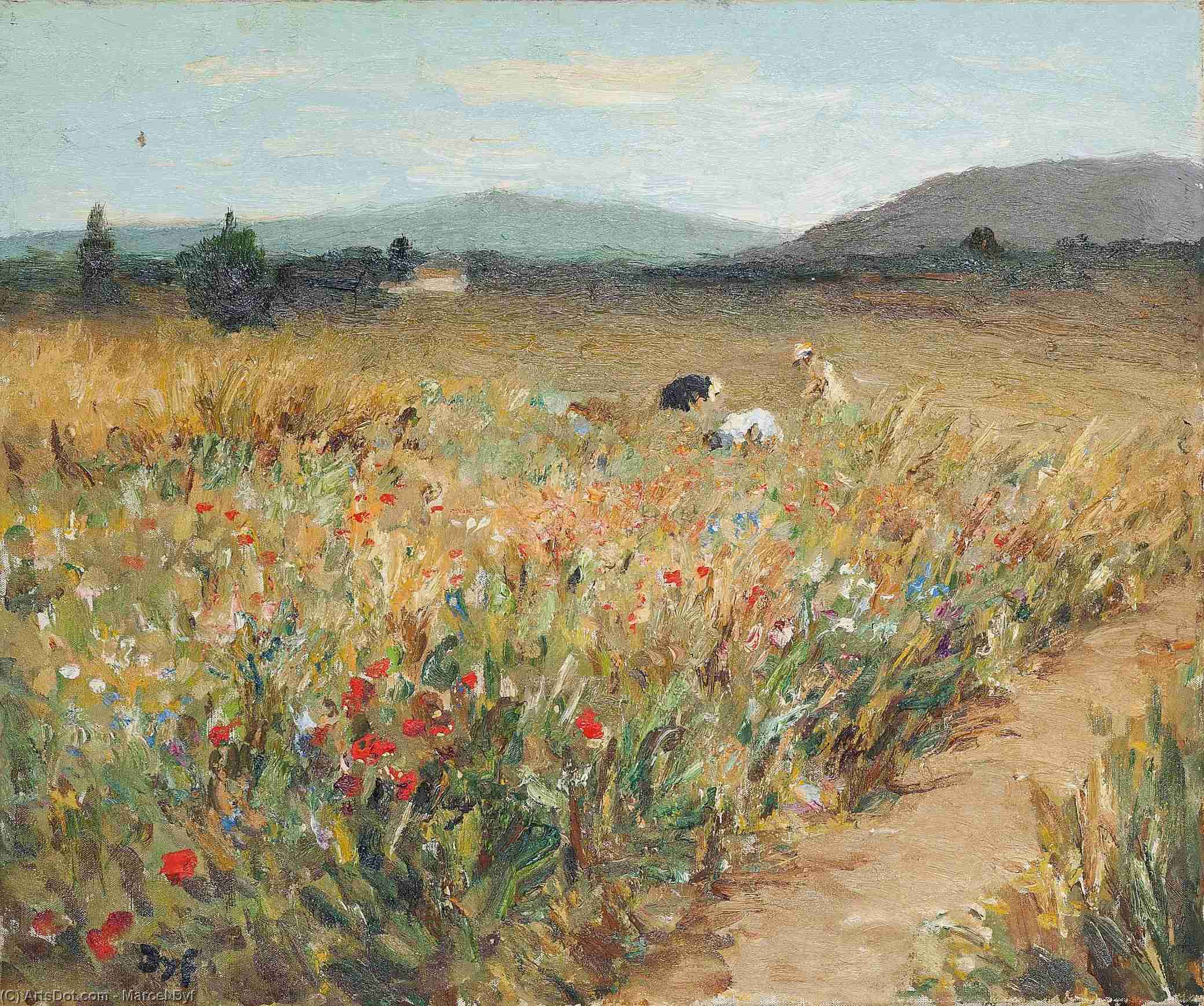 Wikioo.org - The Encyclopedia of Fine Arts - Painting, Artwork by Marcel Dyf - Figures among the Flowers in Provence, (1950)