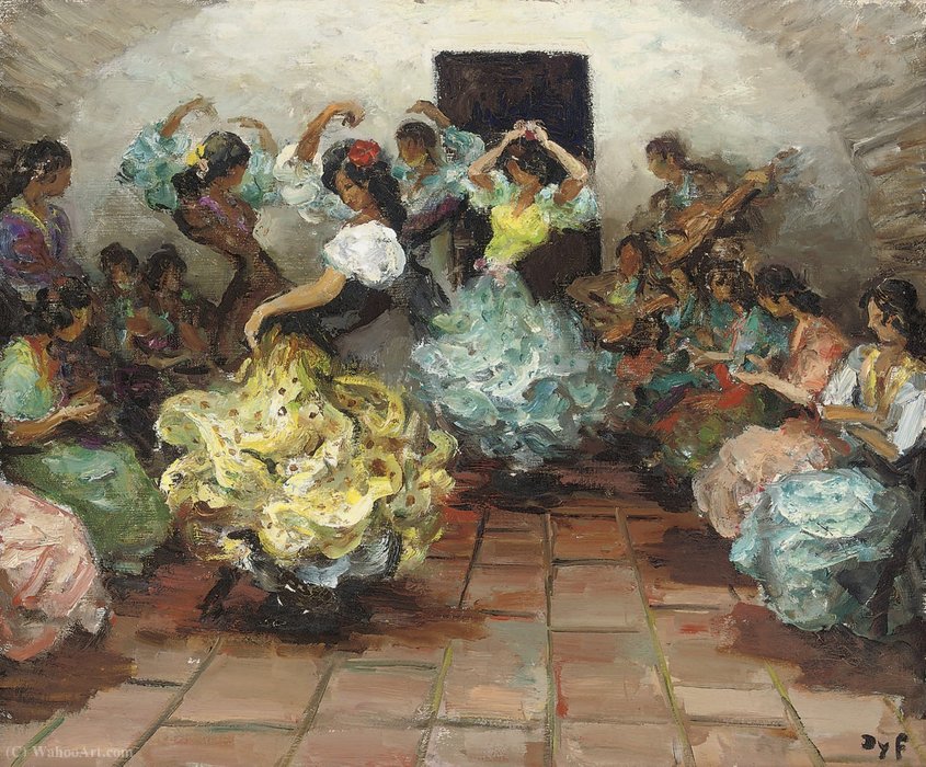 WikiOO.org - دایره المعارف هنرهای زیبا - نقاشی، آثار هنری Marcel Dyf - Flamenco dancers, (1950)